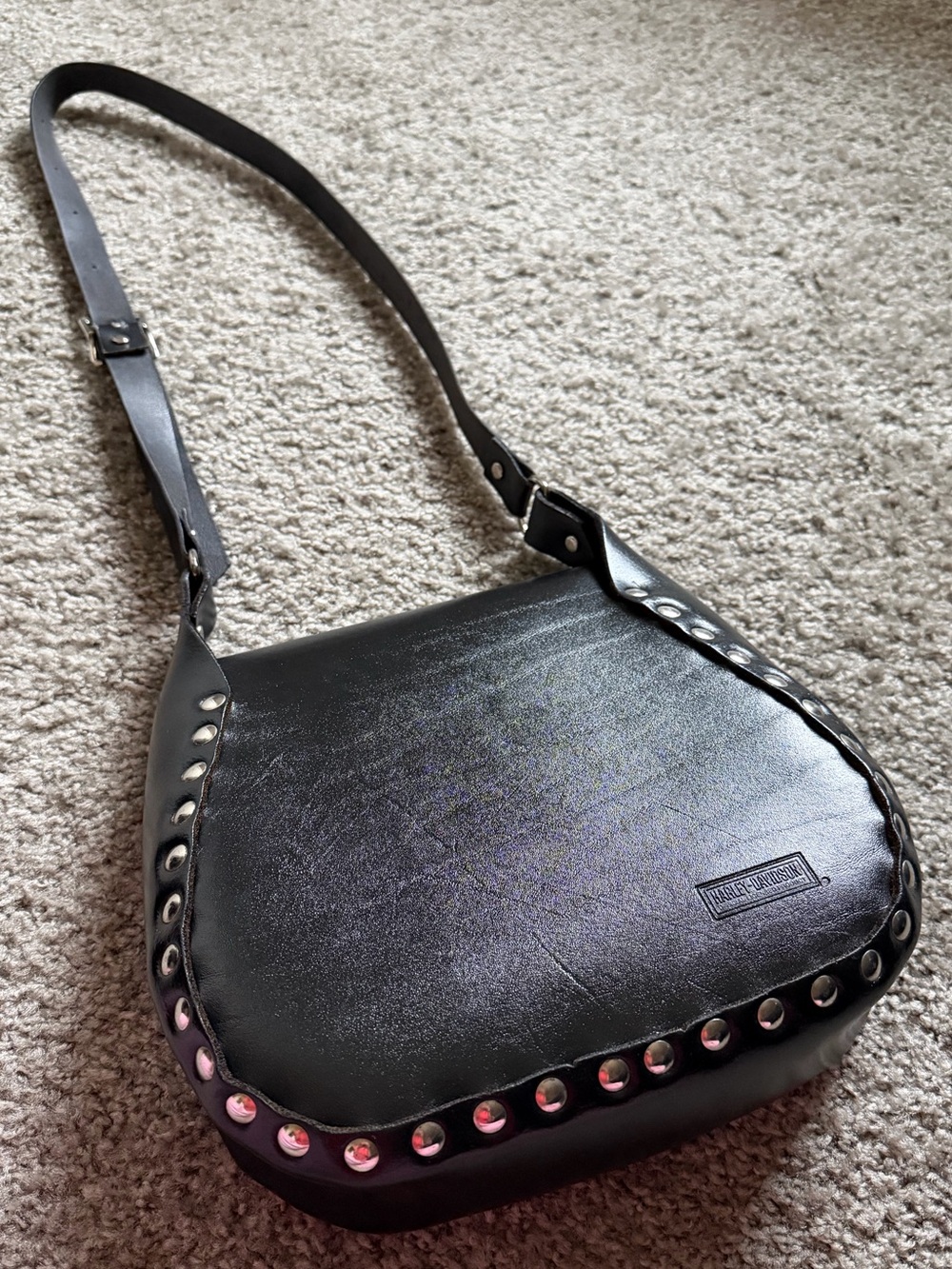 Harley-Davidson Black Leather Studded Bag - Picture 7 of 9